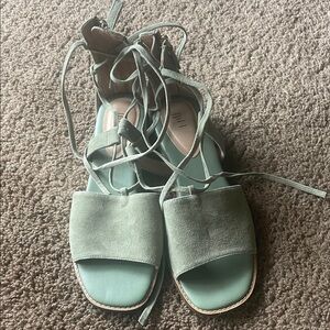 J. Jill Mint Green Lace-Up Suede Sandals
